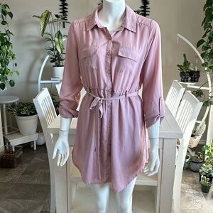 2 pocket shirt dress revamped by Sirens Lg 100% polyester lining Dusty, Rose